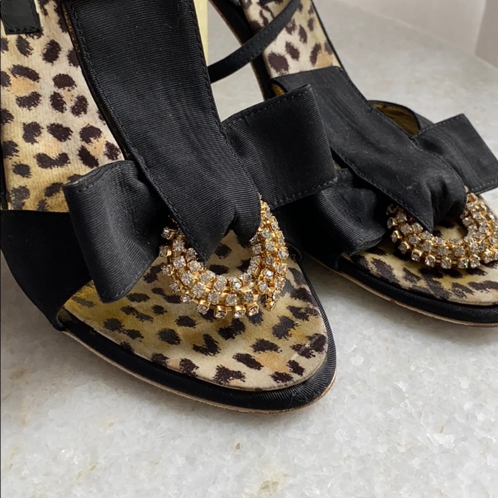Roberto Cavalli black grosgrain bow heels